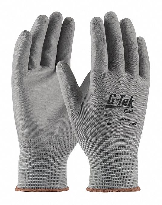 GANTS EN TRICOT, S/ COUTURE, DOIGT COMPLET, CALIBRE 13, TAILLE M/8, GRIS, NYLON, PR