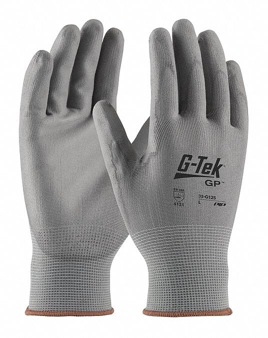 KNIT GLOVES, SEAMLESS, FULL FINGER, 13-GAUGE, SZ S/7, GREY, NYLON, PR