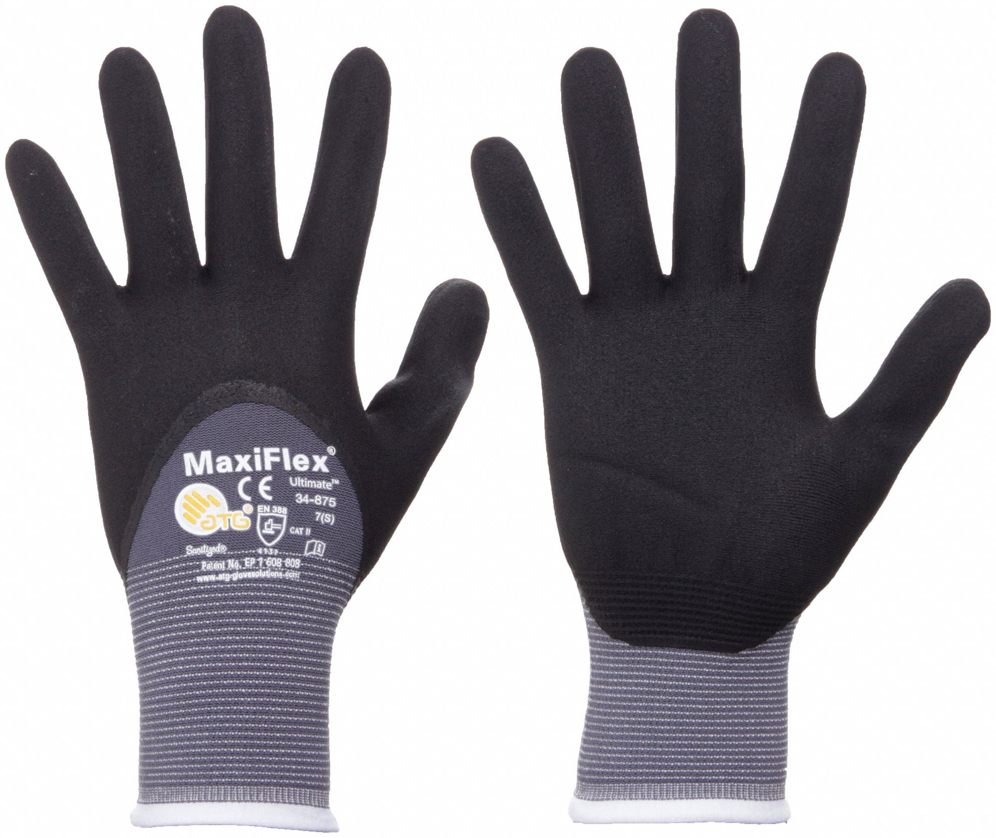 Coated Gloves: S ( 7 ), Foam, Microporous Nitrile, 3/4, Dipped, ANSI Abrasion Level 3, 12 PK
