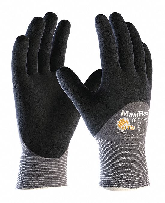 Coated Gloves: XS ( 6 ), Foam, Microporous Nitrile, 3/4, Dipped, ANSI Abrasion Level 3, 12 PK