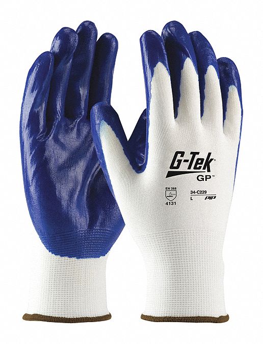 GANTS EN TRICOT, S/ COUTURE, DOIGT COMPLET, CALIBRE 13, TAILLE G/9, BLANC, NYLON, PR