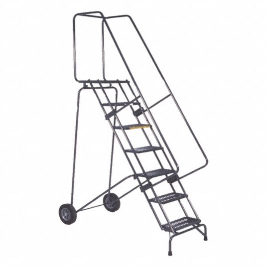 BALLYMORE, No Locking Mechanism, No Handrails, Rolling Ladder,Steel,70 ...