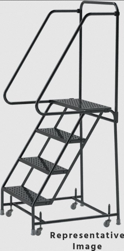 BALLYMORE, No Locking Mechanism, No Handrails, Rolling Ladder,Steel,38 ...