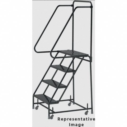 BALLYMORE, No Locking Mechanism, No Handrails, Rolling Ladder,Steel,38 ...