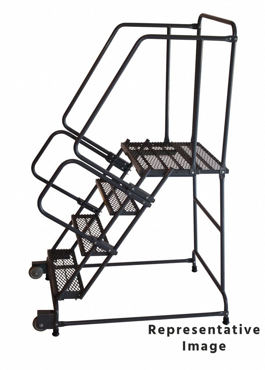 BALLYMORE, No Locking Mechanism, No Handrails, Rolling Ladder,Steel,60 ...