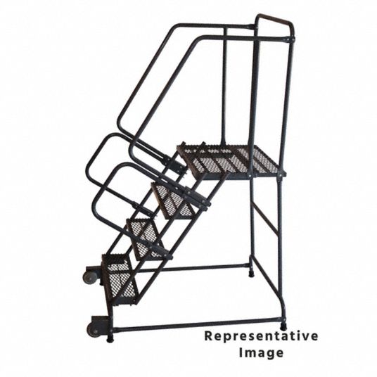 BALLYMORE, No Locking Mechanism, No Handrails, Rolling Ladder,Steel,60 ...
