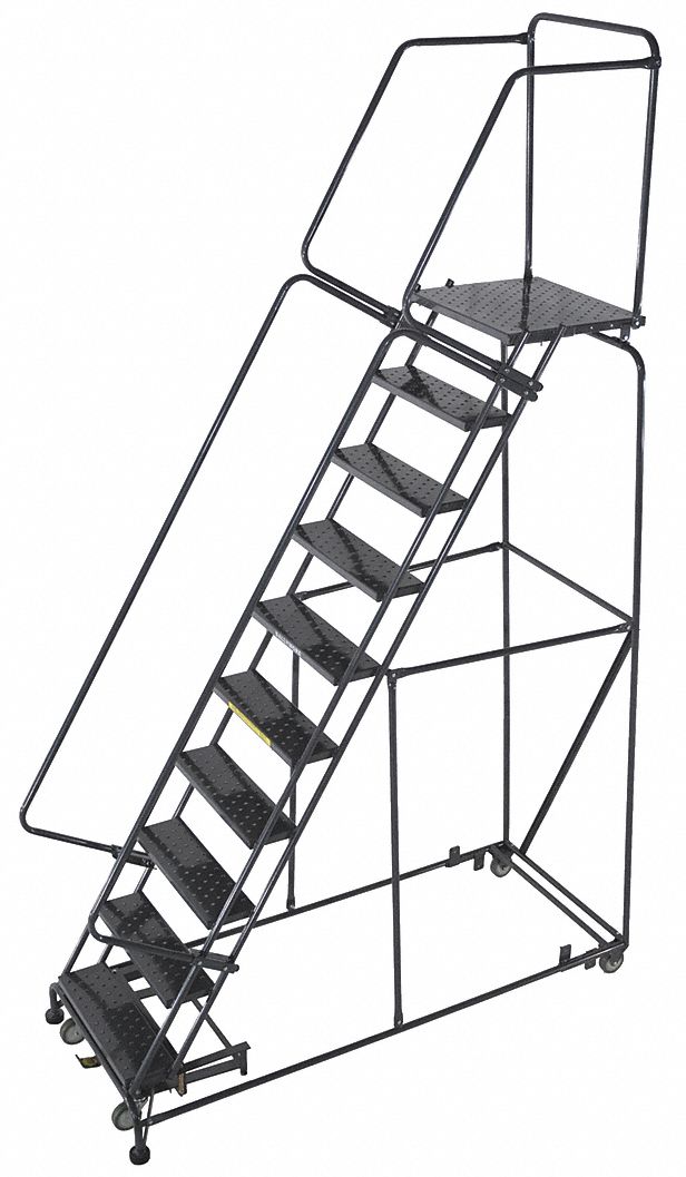 Rolling Ladder: 8.3 ft Platform Ht, Assembled, Steel, Wt-Actuated Auto-Lock, 32 in x 81 in