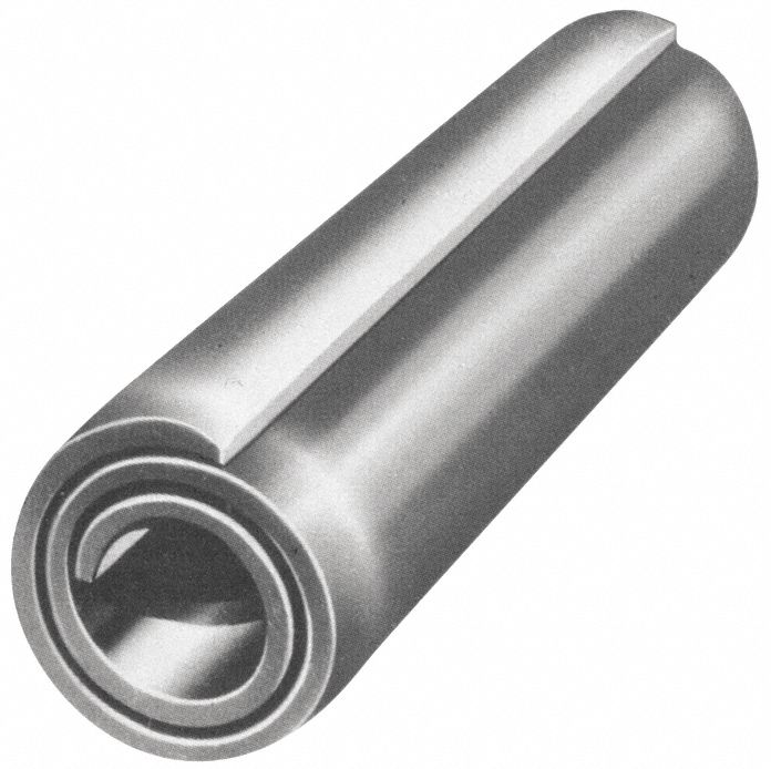 Spring Pin: Coiled, Steel, Spring Steel, Plain, 5/64 in Outside Dia., 5/16 in Fastener Lg, 100 PK