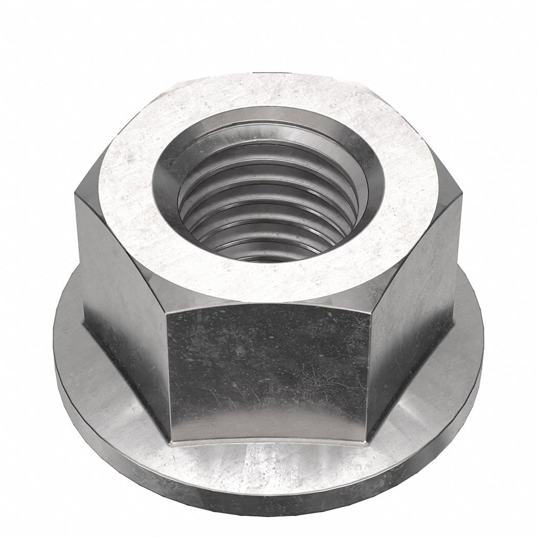Lock Nut: 5/16"-24 Thread, Stainless Steel, 18-8, Plain, 1/2 in Hex Wd, 0.68 in Flange Dia, 25 PK