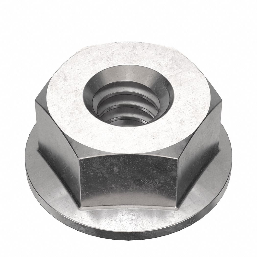 Lock Nut: #10-24 Thread, Stainless Steel, 316, Plain, 3/8 in Hex Wd, 1/8 in Hex Ht, 10 PK