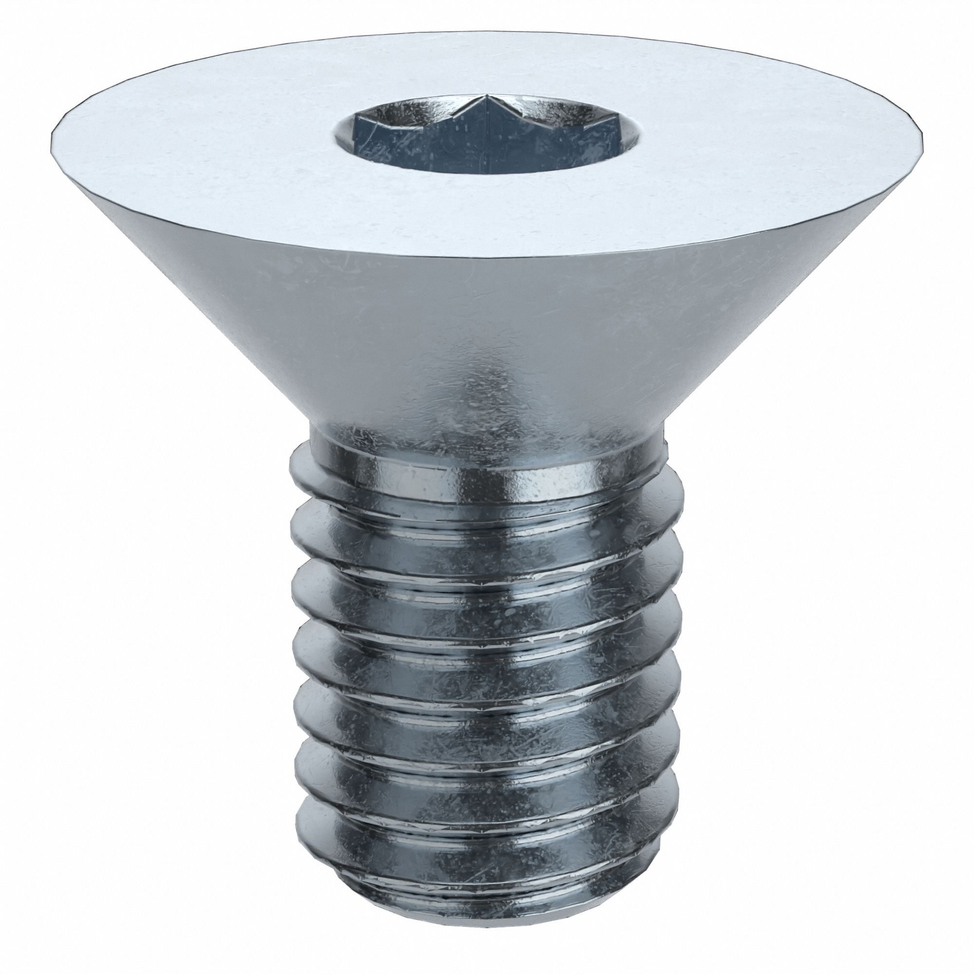 Socket Flat Head Screw: #10-32 Thread Size, 3/8 in Lg, Flat, Zinc Plated, Alloy Steel, 100 PK
