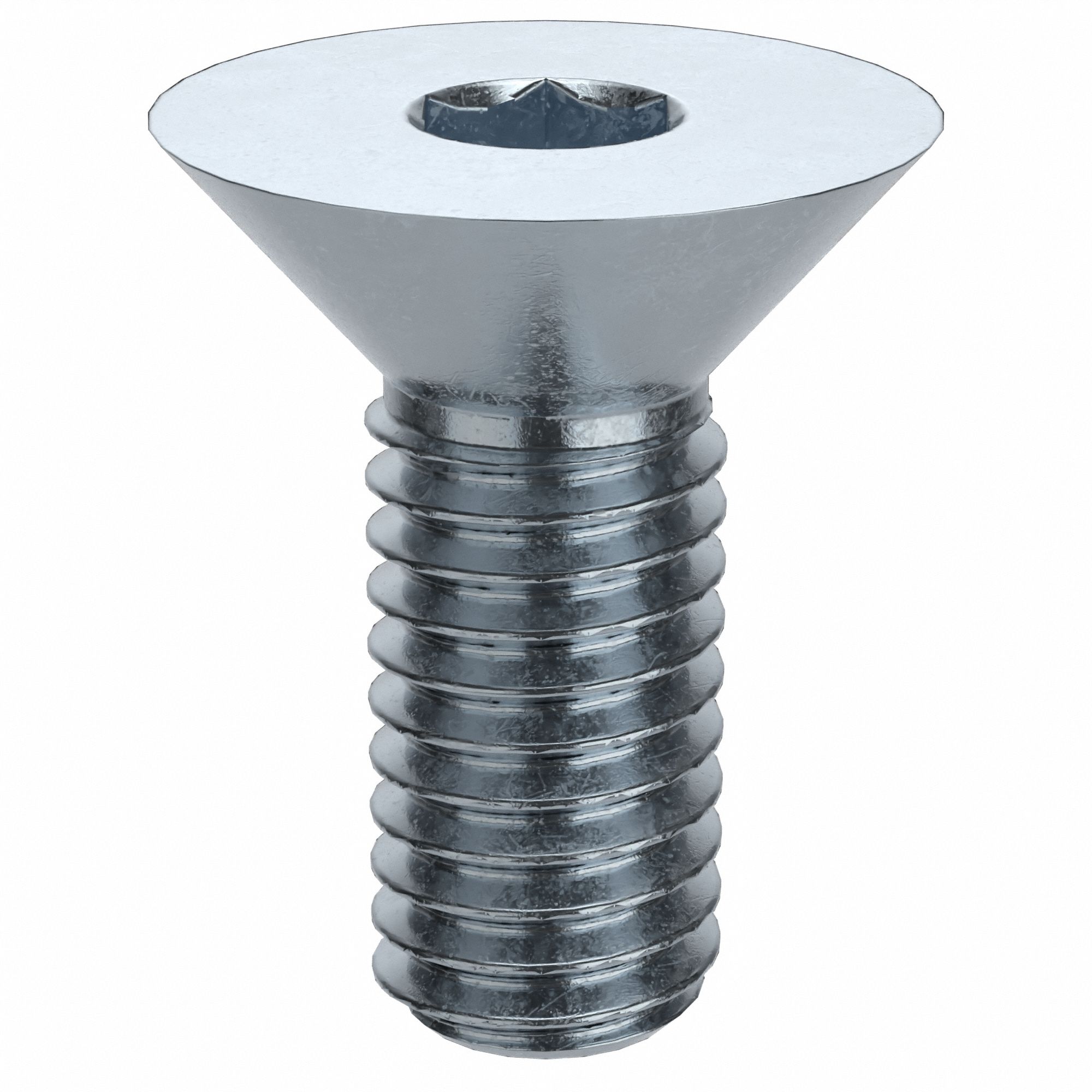 Socket Flat Head Screw: #10-32 Thread Size, 1/2 in Lg, Flat, Zinc Plated, Alloy Steel, 100 PK