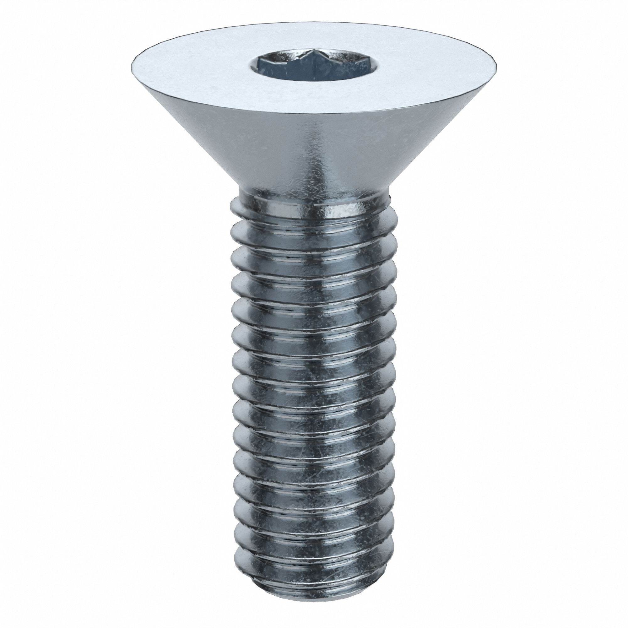 Socket Flat Head Screw: #10-32 Thread Size, 5/8 in Lg, Flat, Zinc Plated, Alloy Steel, 100 PK
