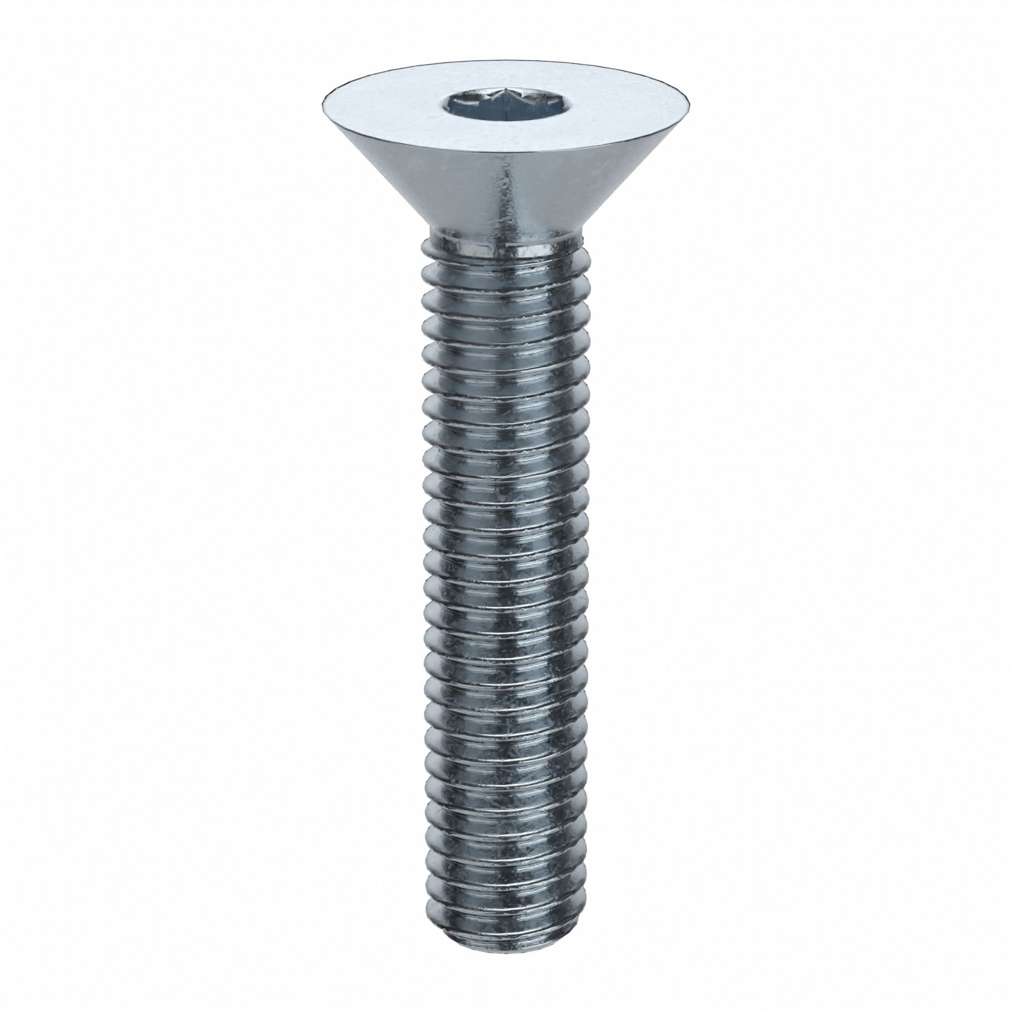 Socket Flat Head Screw: #10-32 Thread Size, 1 in Lg, Flat, Zinc Plated, Alloy Steel, 100 PK