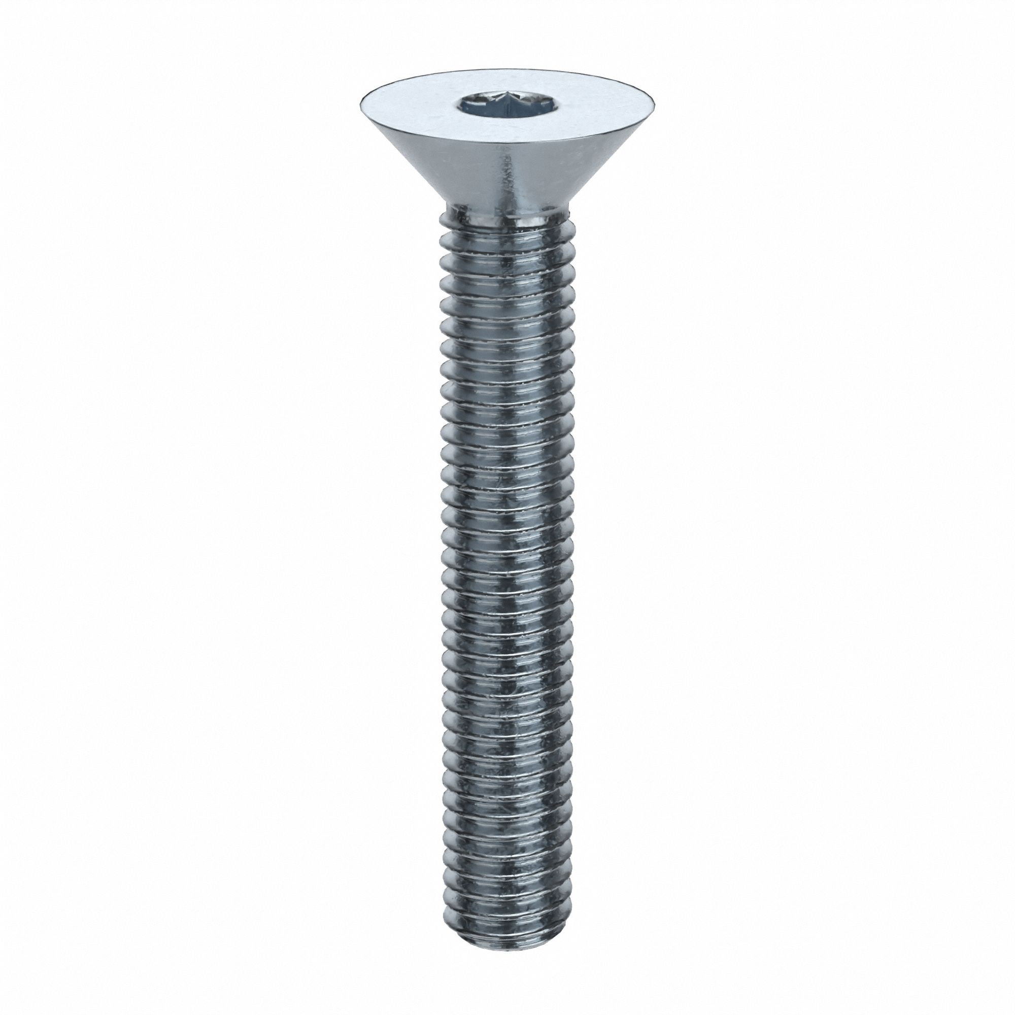Socket Flat Head Screw: #10-32 Thread Size, 1 1/4 in Lg, Flat, Zinc Plated, Alloy Steel, 100 PK