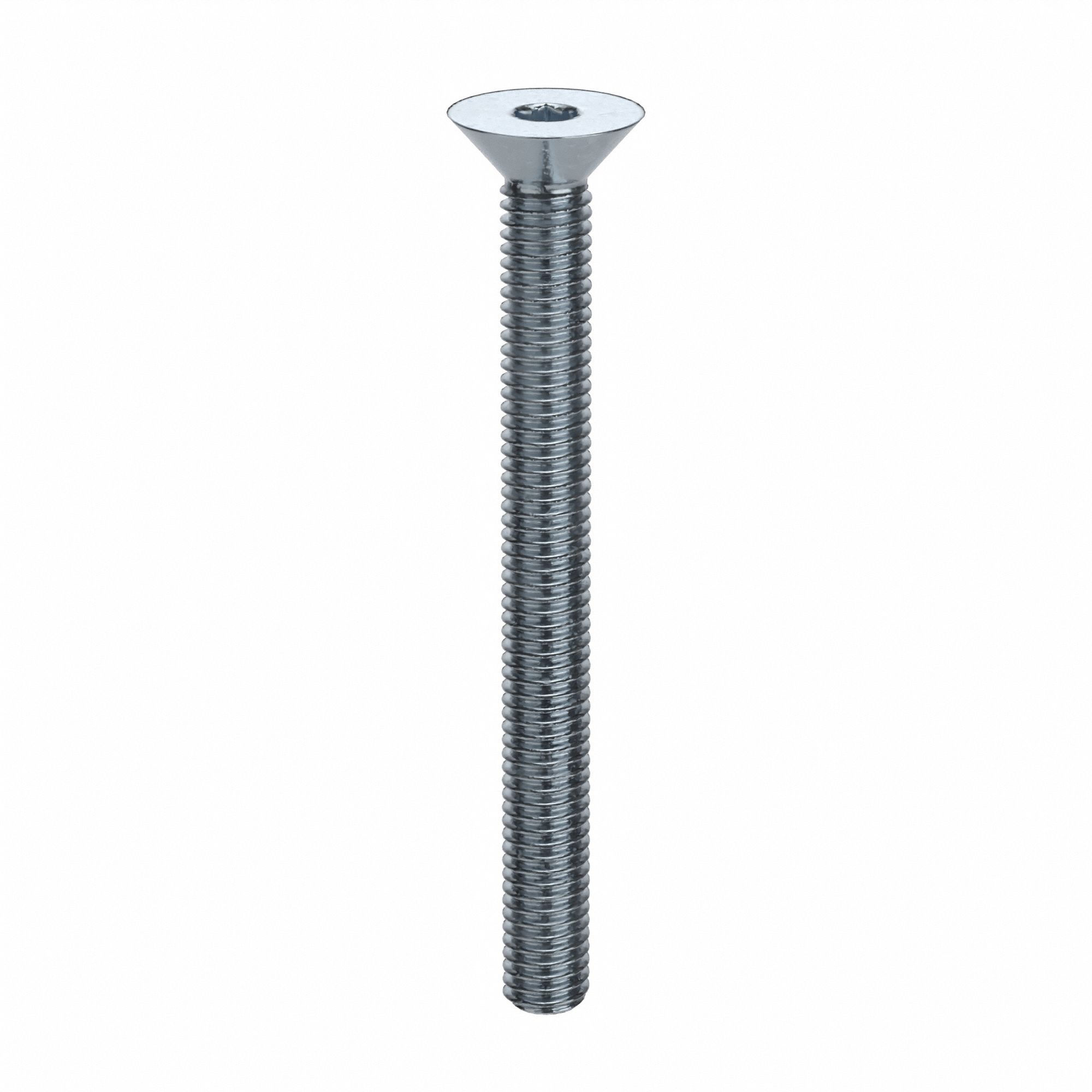 Socket Flat Head Screw: #10-32 Thread Size, 2 in Lg, Flat, Zinc Plated, Alloy Steel, 100 PK