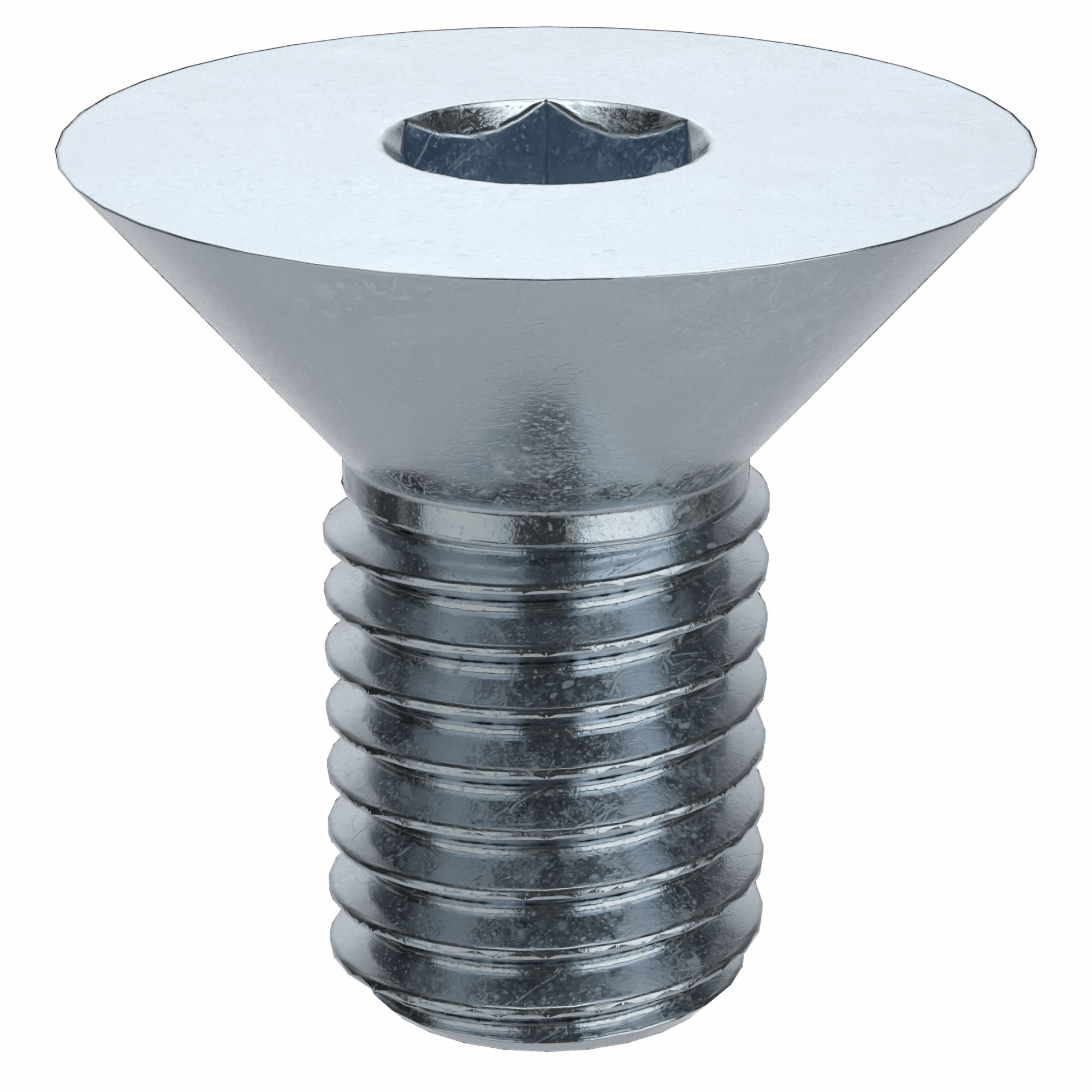 Socket Flat Head Screw: 1/4"-28 Thread Size, 1/2 in Lg, Flat, Zinc Plated, Alloy Steel, 100 PK