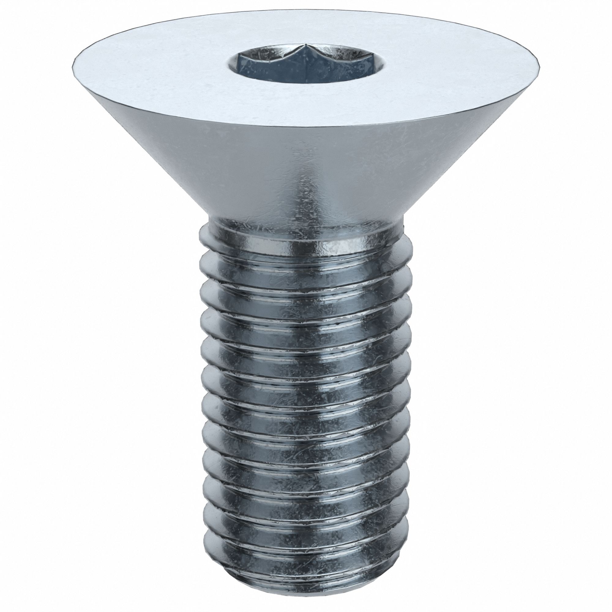 Socket Flat Head Screw: 1/4"-28 Thread Size, 5/8 in Lg, Flat, Zinc Plated, Alloy Steel, 100 PK