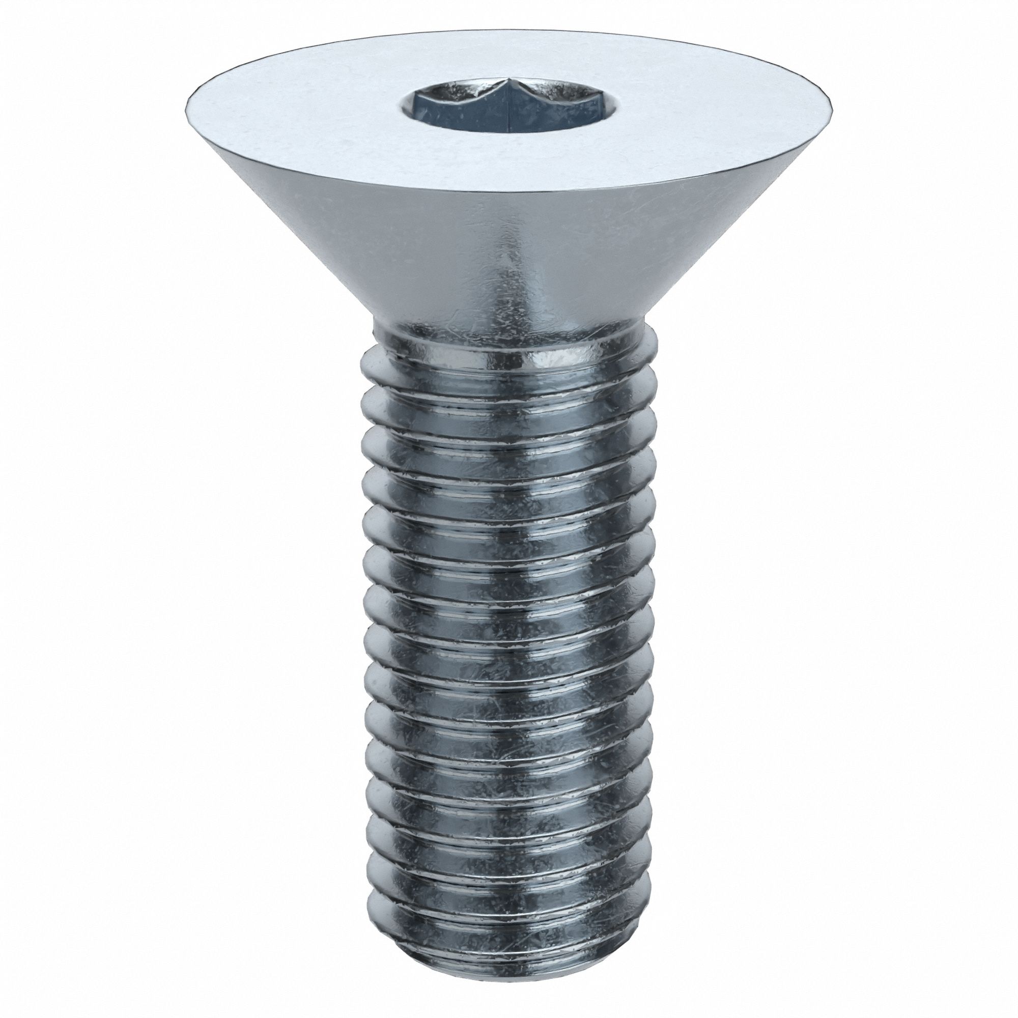 Socket Flat Head Screw: 1/4"-28 Thread Size, 3/4 in Lg, Flat, Zinc Plated, Alloy Steel, 100 PK