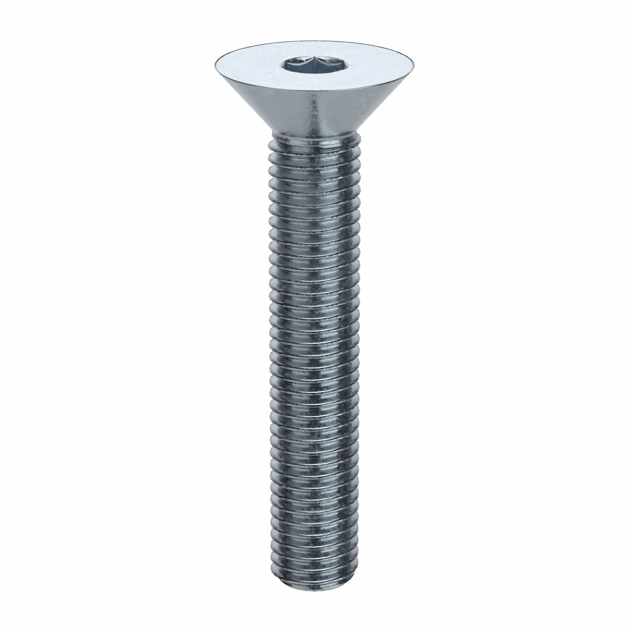 Socket Flat Head Screw: 1/4"-28 Thread Size, 1 1/2 in Lg, Flat, Zinc Plated, Alloy Steel, 100 PK