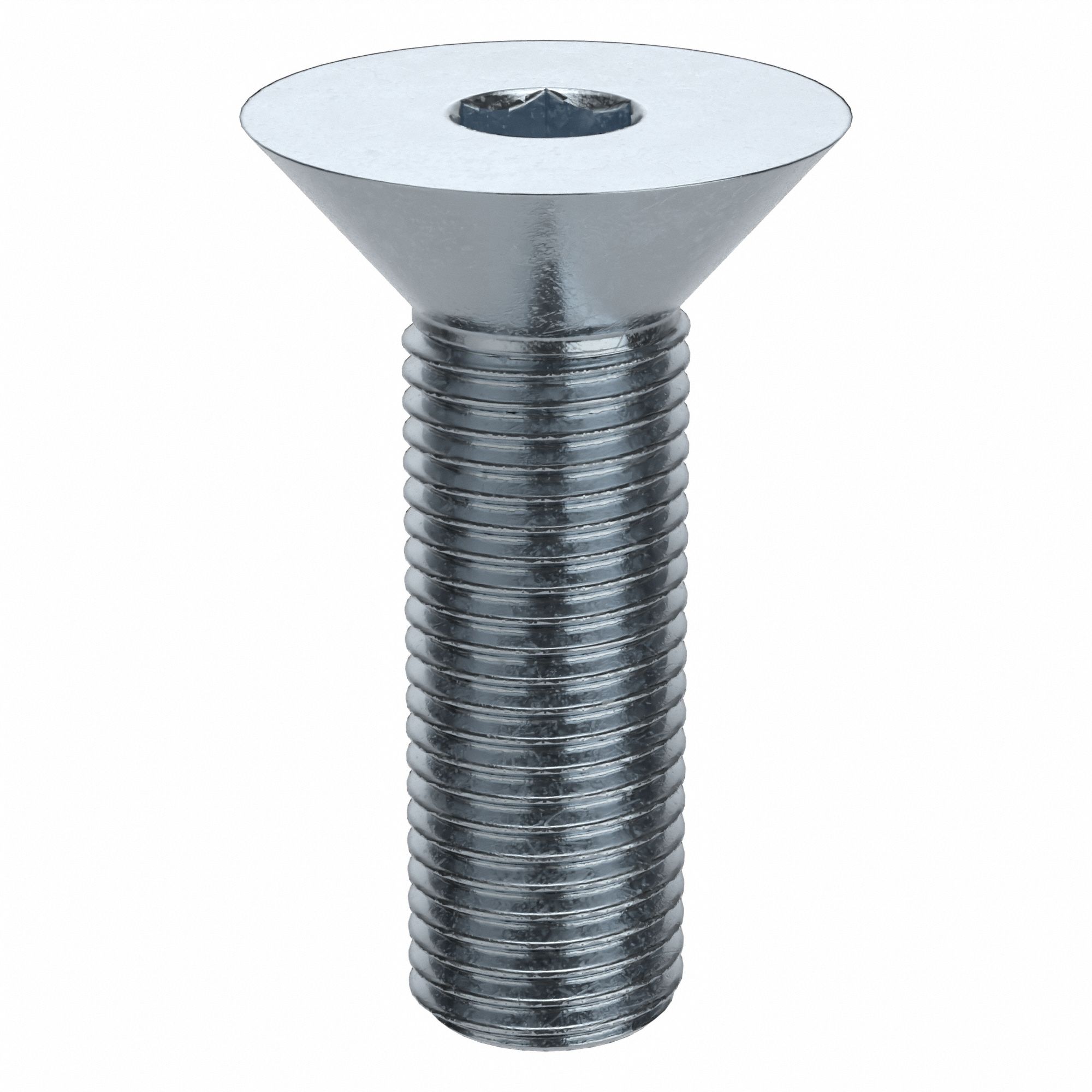 Socket Flat Head Screw: 3/8"-24 Thread Size, 1 1/4 in Lg, Flat, Zinc Plated, Alloy Steel, 50 PK