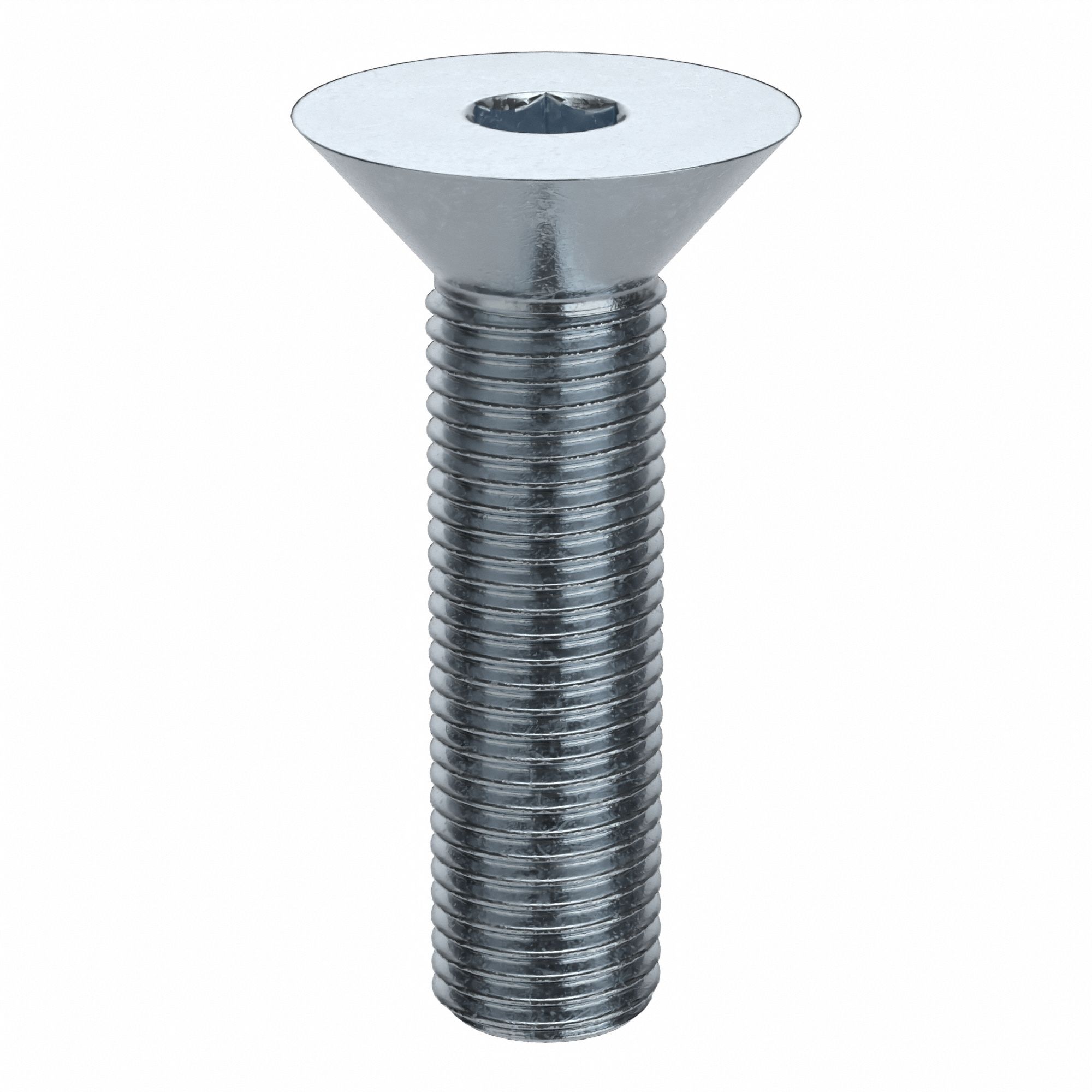 Socket Flat Head Screw: 3/8"-24 Thread Size, 1 1/2 in Lg, Flat, Zinc Plated, Alloy Steel, 25 PK