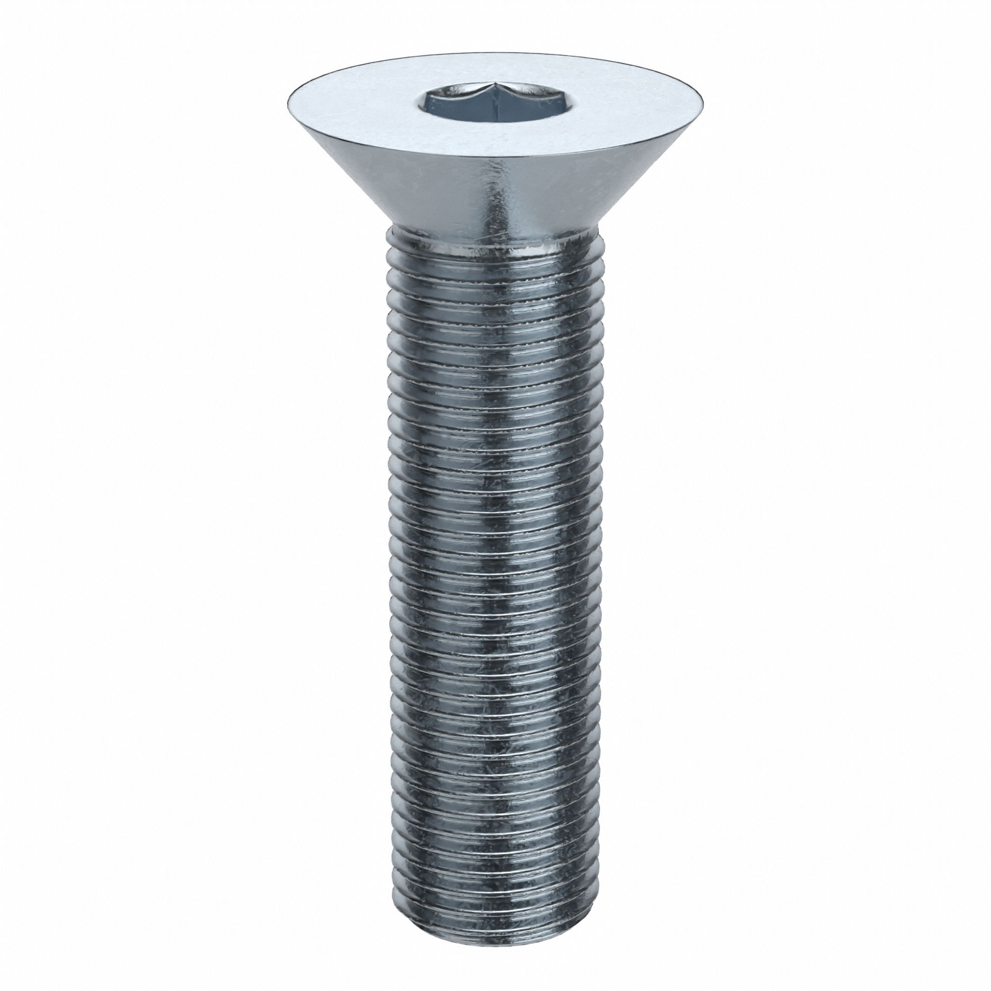 Socket Flat Head Screw: 1/2"-20 Thread Size, 2 in Lg, Flat, Zinc Plated, Alloy Steel, 10 PK