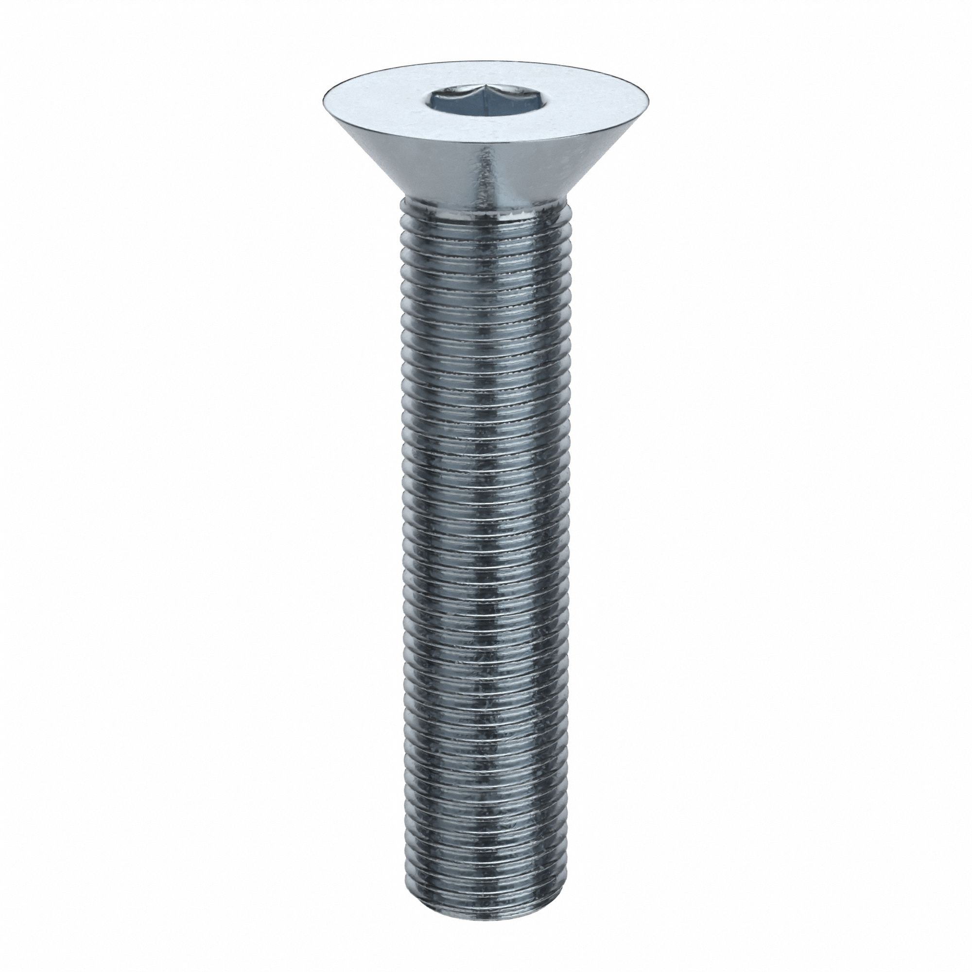Socket Flat Head Screw: 1/2"-20 Thread Size, 2 1/2 in Lg, Flat, Zinc Plated, Alloy Steel, 10 PK