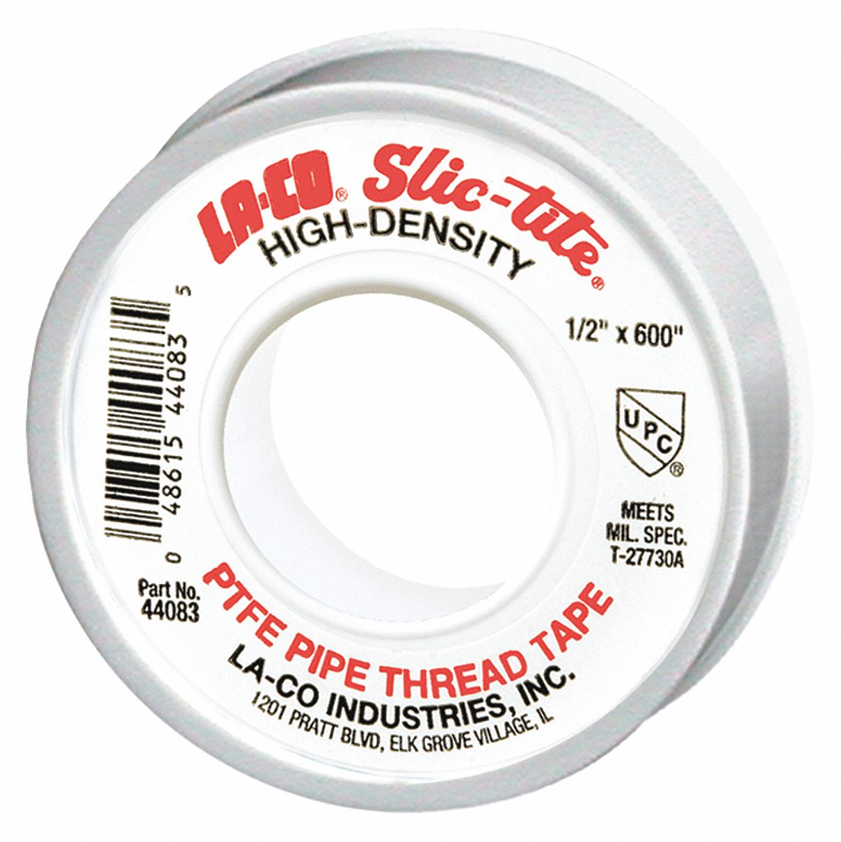 MARKAL Thread Sealant Tape, PTFE, 1/2 in Width, 600 in Length, White