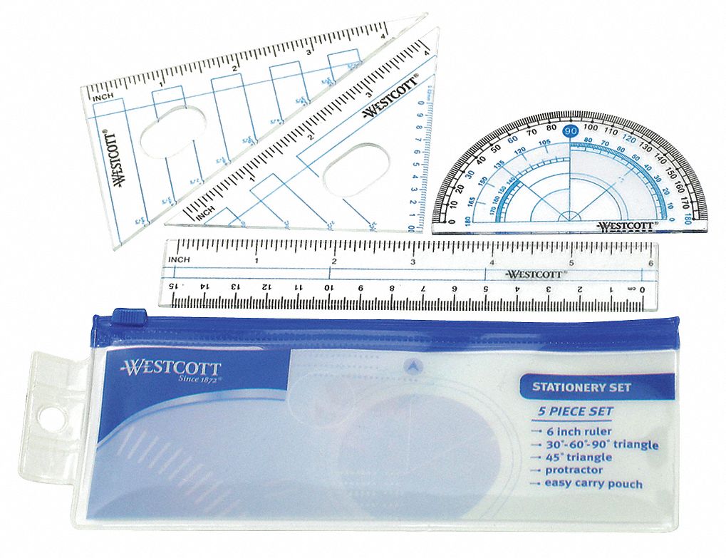 MATH TOOL SET,PLASTIC,8 IN. L