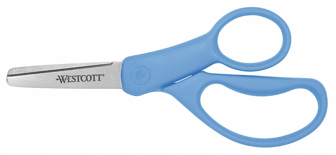 SCISSORS, AMBIDEXTROUS, 5 IN OVERALL L, STRAIGHT, STAINLESS STEEL, BLUNT, ASSORTED