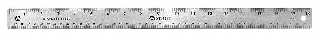 Westcott Ruler,Stainless Steel,18 in.