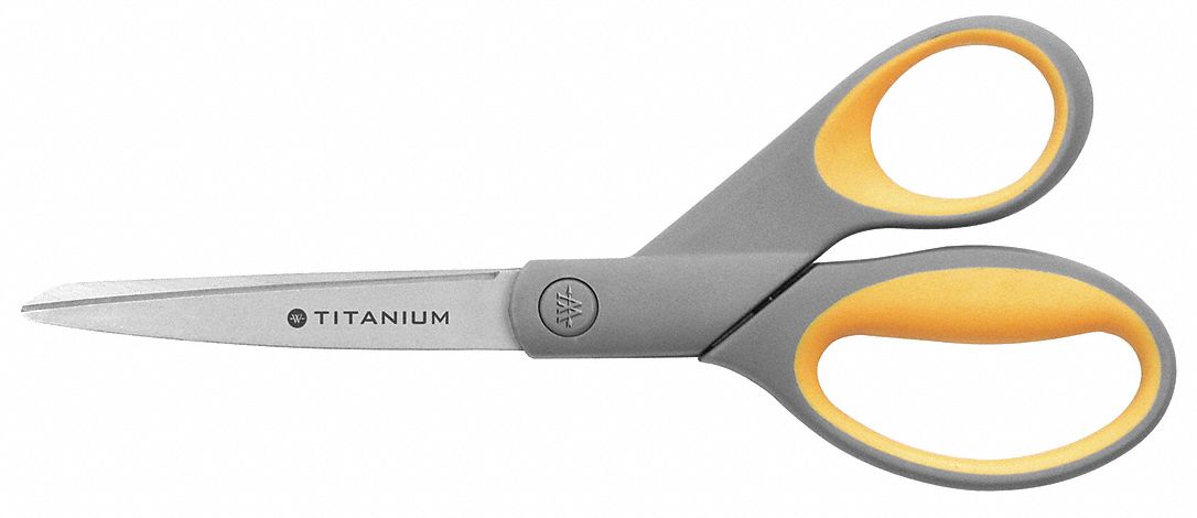 SCISSORS, AMBIDEXTROUS, 8 IN OVERALL L, STRAIGHT, TITANIUM BONDED STAINLESS STEEL, CLIPPED