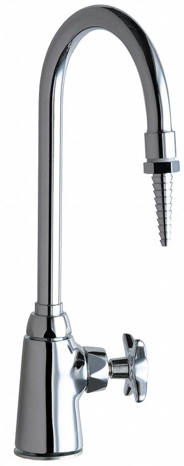 GOOSENECK LABORATORY FAUCET: CHICAGO FAUCETS, CHROME FINISH, 1 GPM, MOUNTING HARDWARE