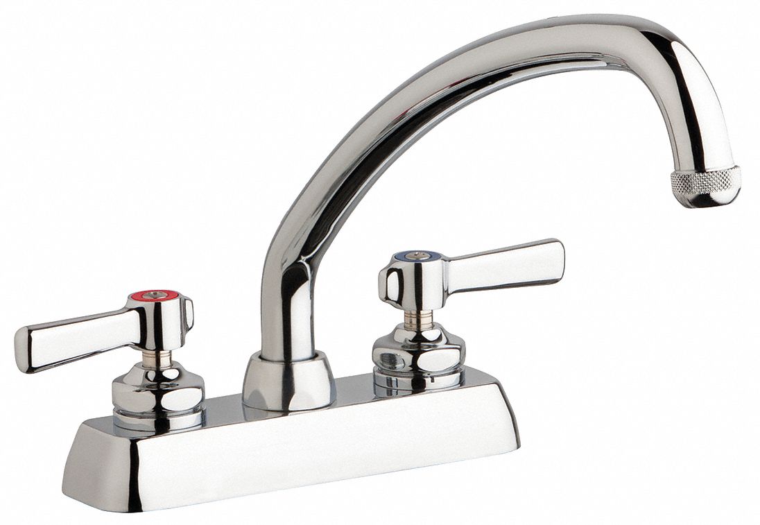 chicago kitchen sink bridge faucet cross handle porcelain deck