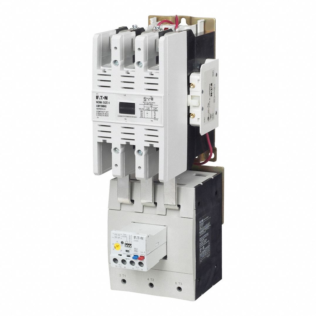 NEMA Magnetic Motor Starter: Non-Reversing, 3 Poles, NEMA Size 4, 135 A, 120V AC Coil