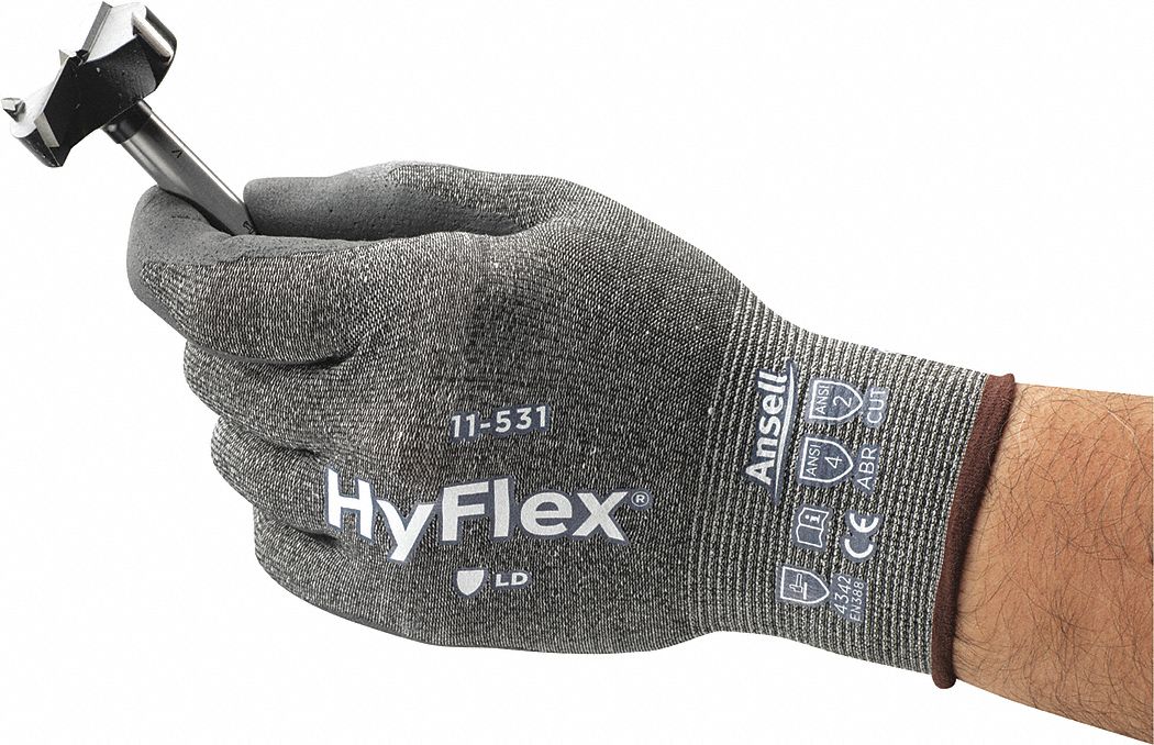 COATED GLOVES, XL (10), ANSI CUT LEVEL A2, DIPPED PALM, NITRILE, SANDY, GREY