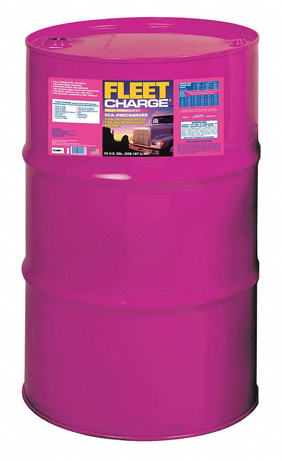 Antifreeze Coolant: 55 gal Size, Drum, Concentrated, Pink, 7.5 pH pH, 50/50