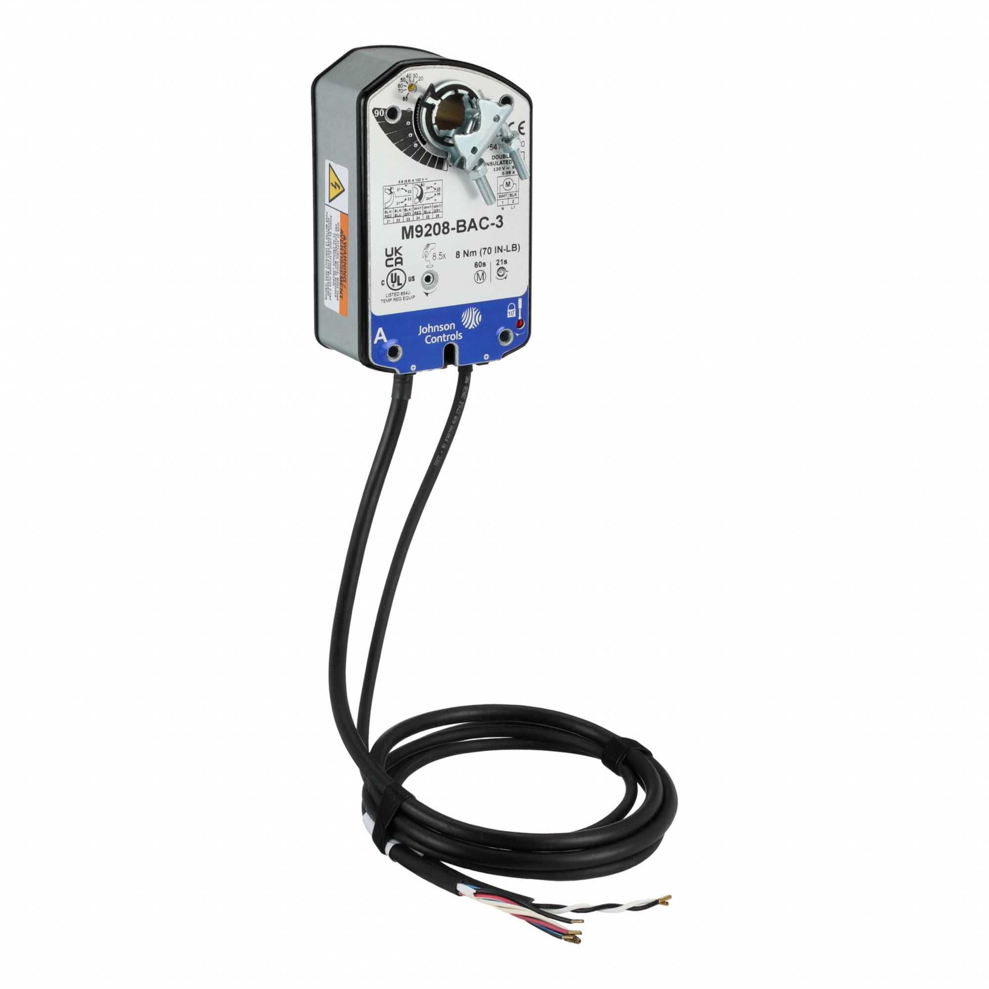 Actuator: Dampers, On/Off, Spring Return, 70 in-lb, 120V AC, Hardwired, NEMA 2 / IP54