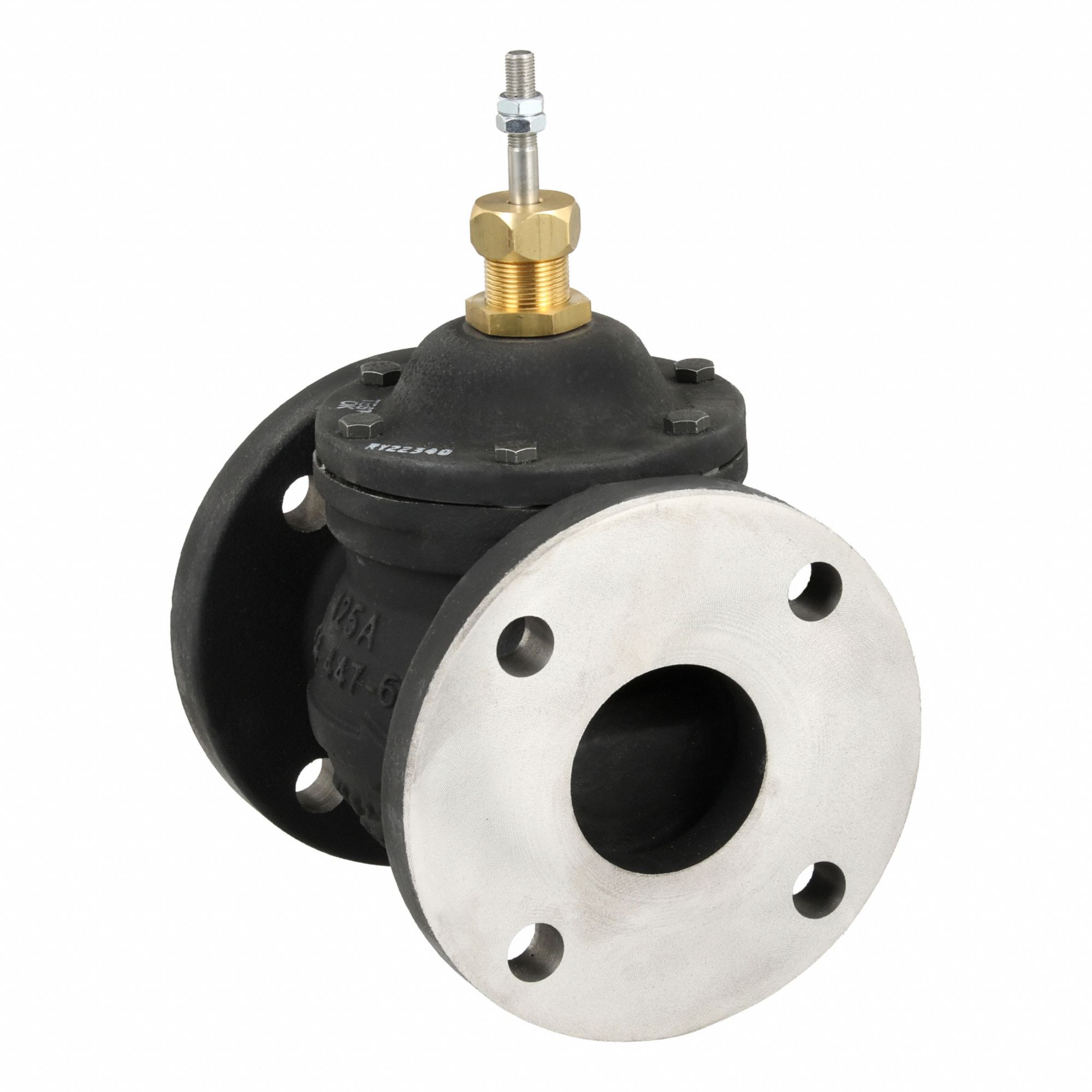 HYDRONIC GLOBE VALVE, 2-WAY, 51 CV FLOW, 2½ IN FLANGED, CAST IRON BODY, STAINLESS STEEL STEM