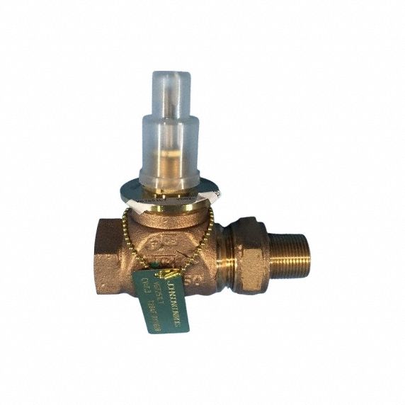 Hydronic Globe Valve: 2-Way, 7.3 CV Flow, 3/4 in Female/Male Union NPT, Bronze Body, NO