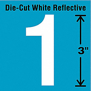 STRANCO INC Reflective Number Label, 1, Reflective White, 3