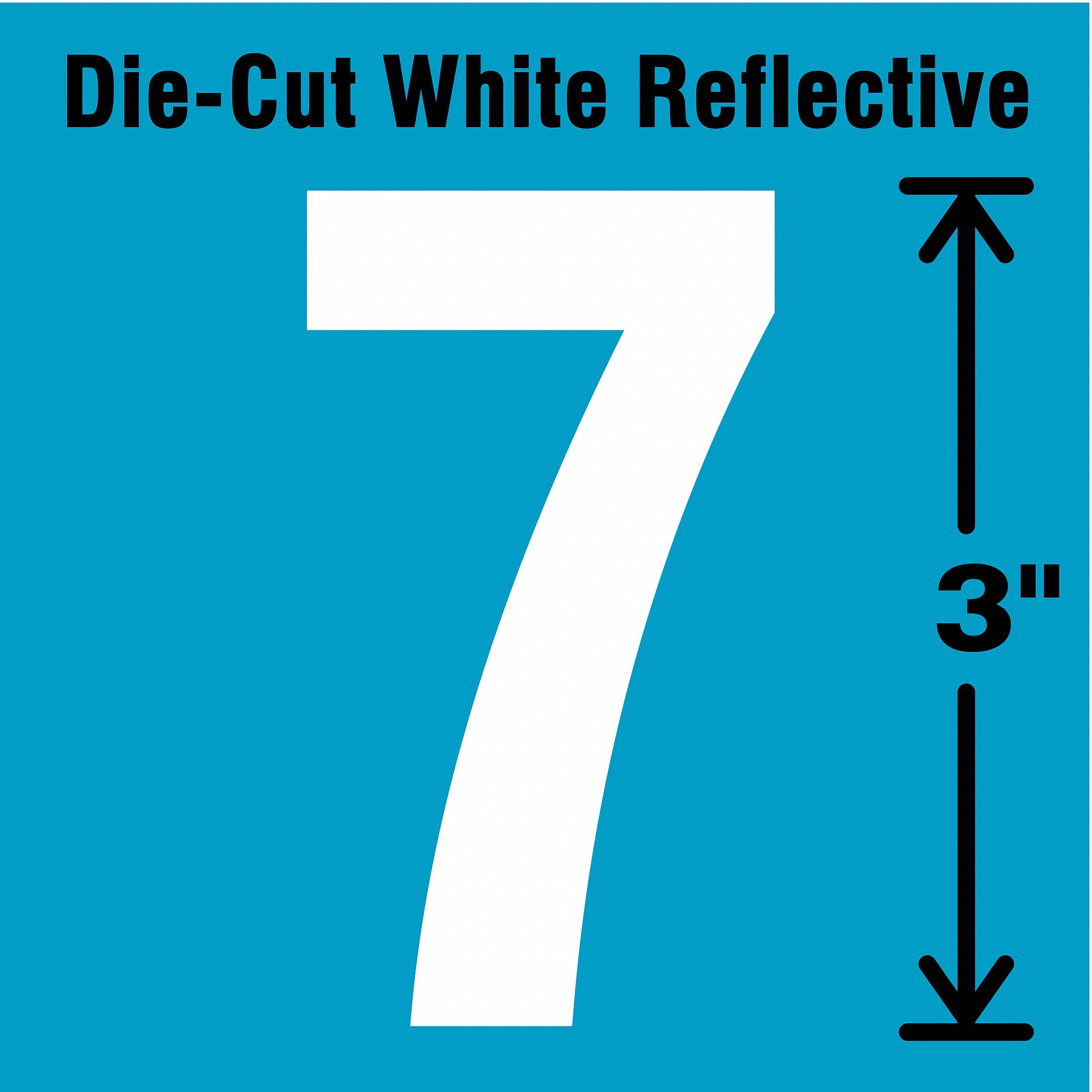 Number Label: 3 in Character Ht, Indoor/Outdoor, Engineer-Grade Retroreflective, Gothic, White, 5 PK