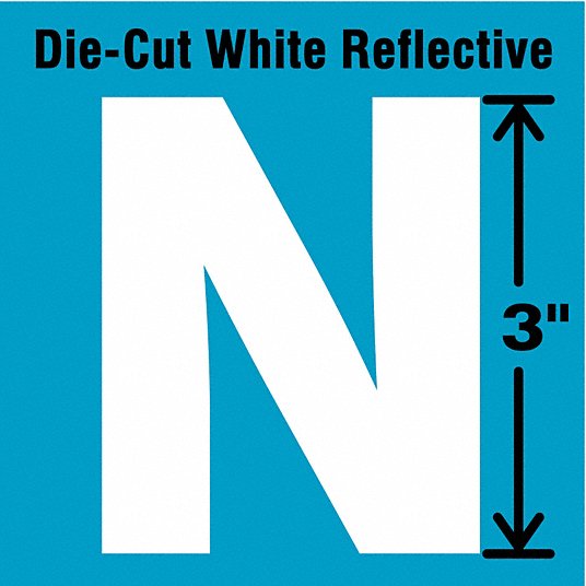 STRANCO INC Reflective Letter Label, N, Reflective White, 3 in ...