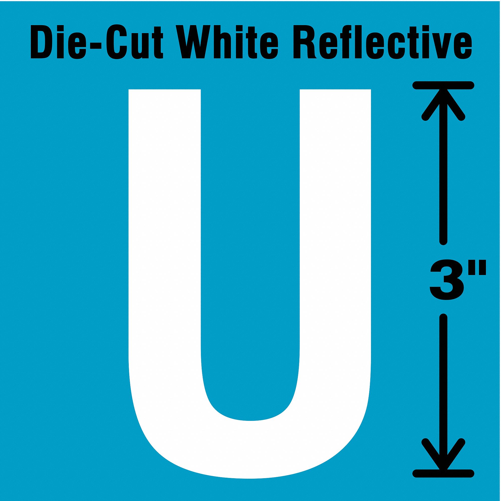 Letter Label: 3 in Character Ht, Indoor/Outdoor, Engineer-Grade Retroreflective, Gothic, White, 5 PK