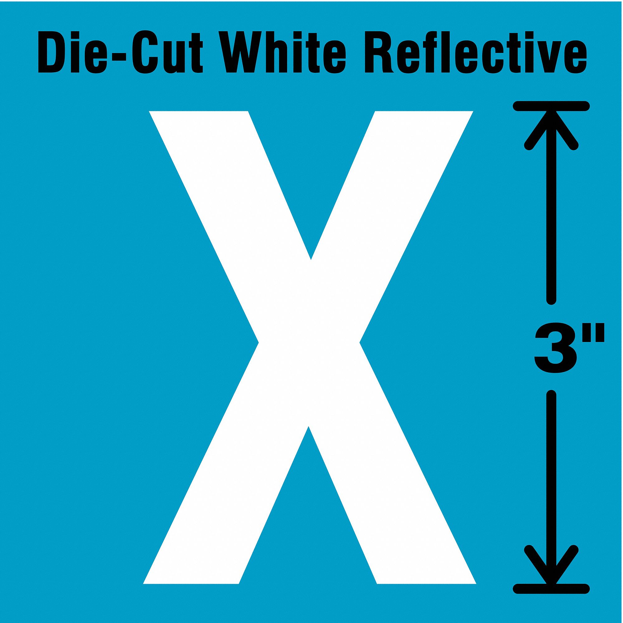 Letter Label: 3 in Character Ht, Indoor/Outdoor, Engineer-Grade Retroreflective, Gothic, White, 5 PK