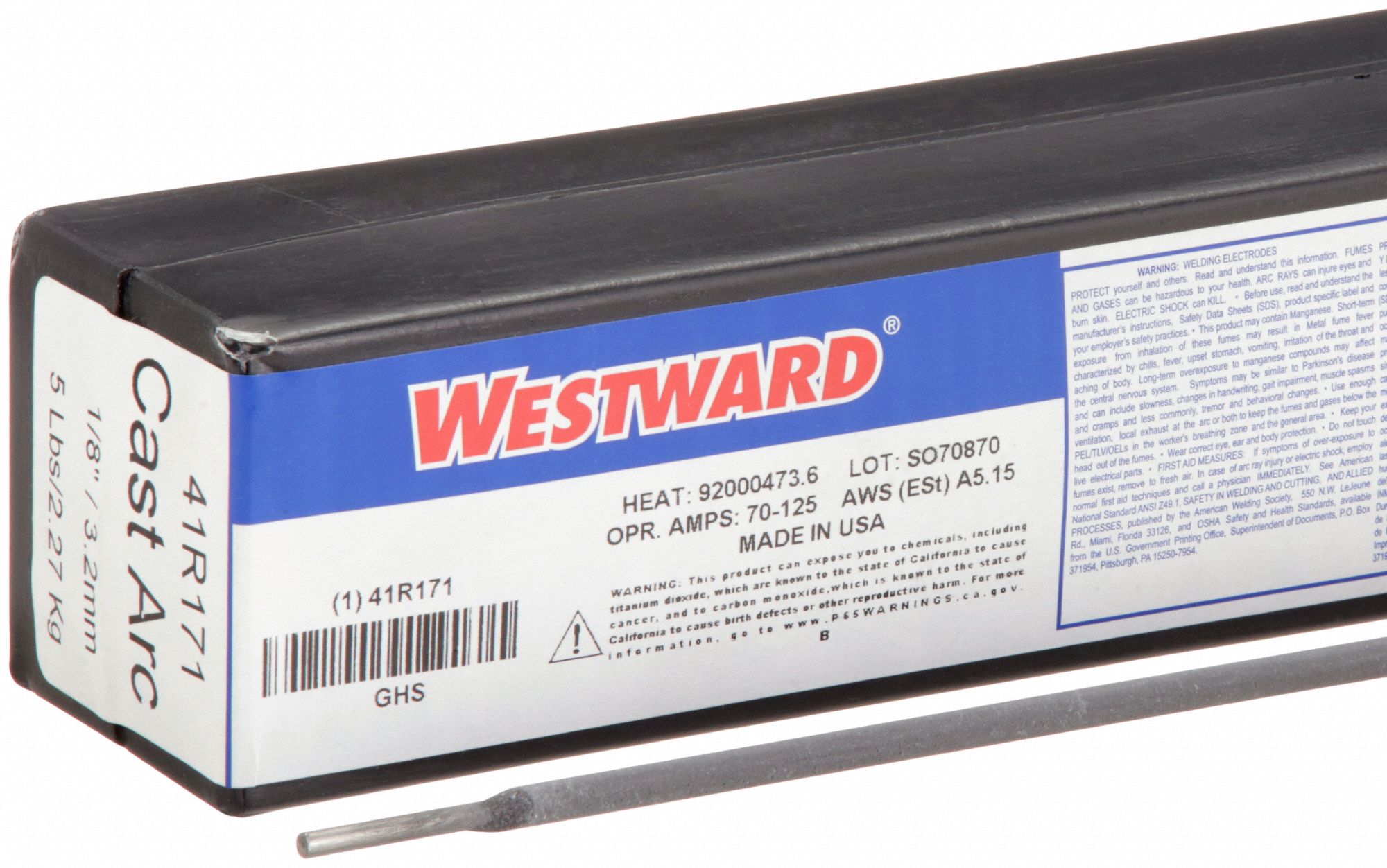 Stick Electrode: Cast Iron, ESt, 1/8 in x 14 in, 5 lb