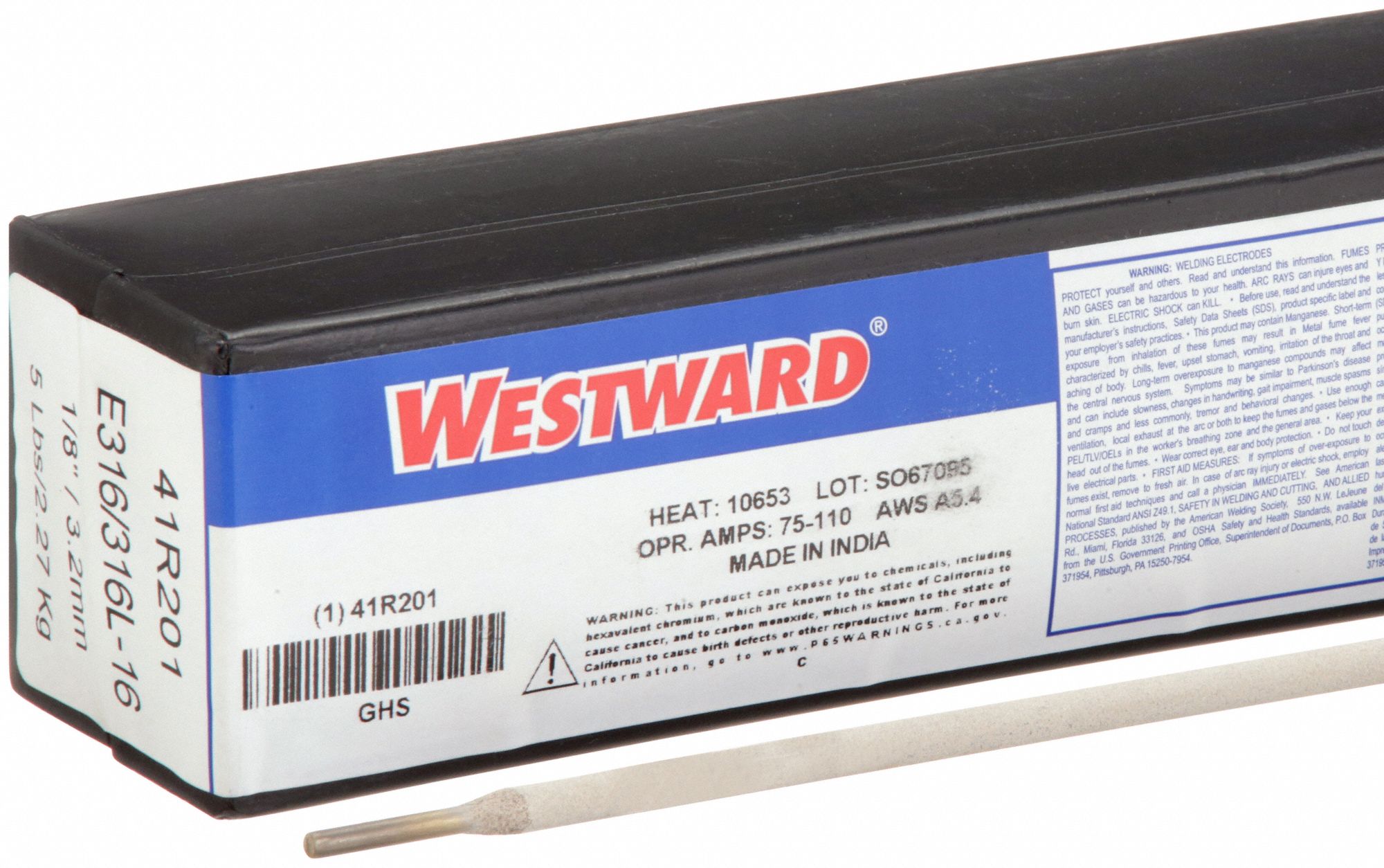 Stick Electrode: Stainless Steel, E316/316L-16, 1/8 in x 14 in, 5 lb