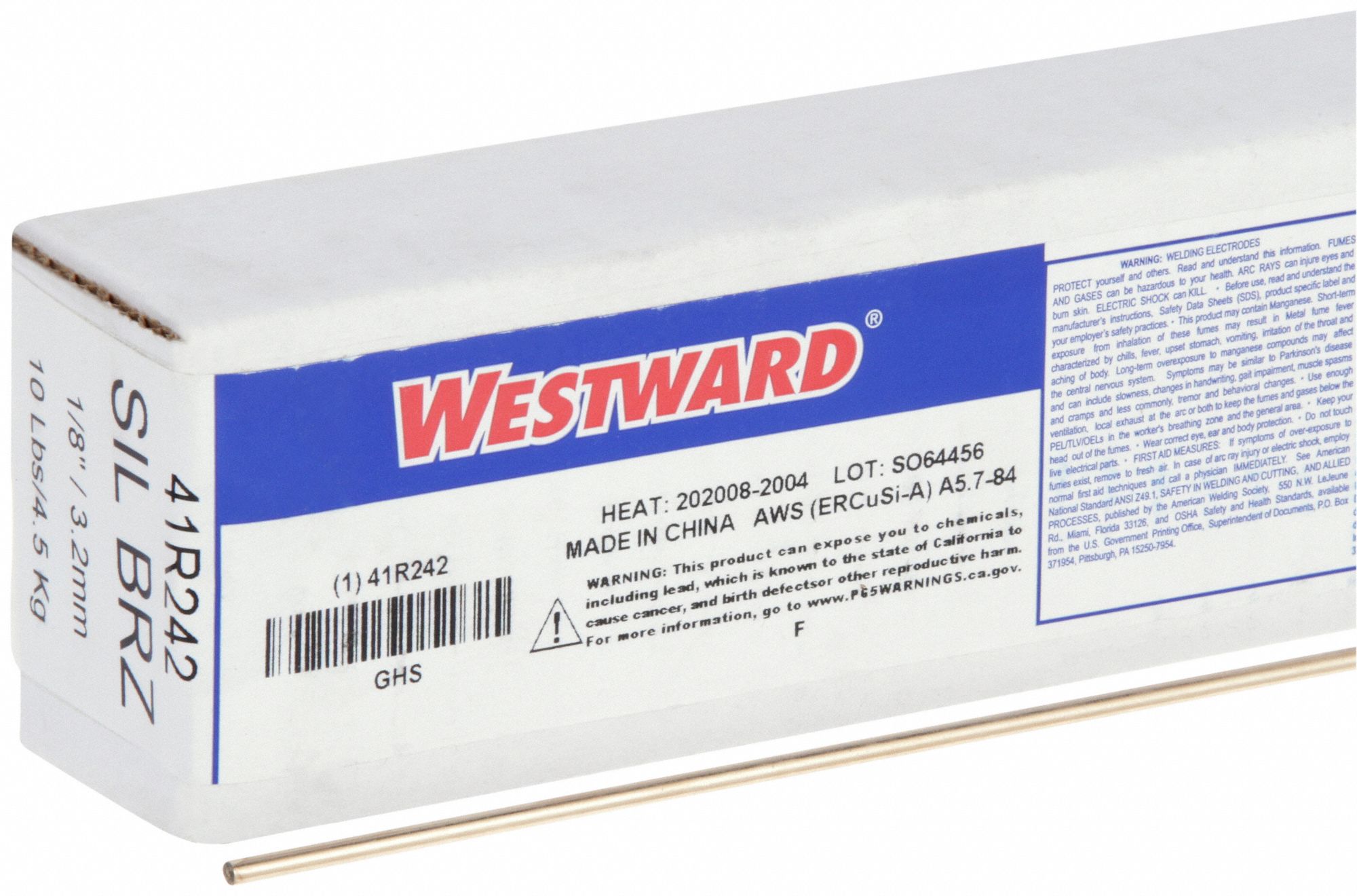 TIG Welding Rod: Copper, ERCuSi-A, 1/8 in x 36 in, 10 lb