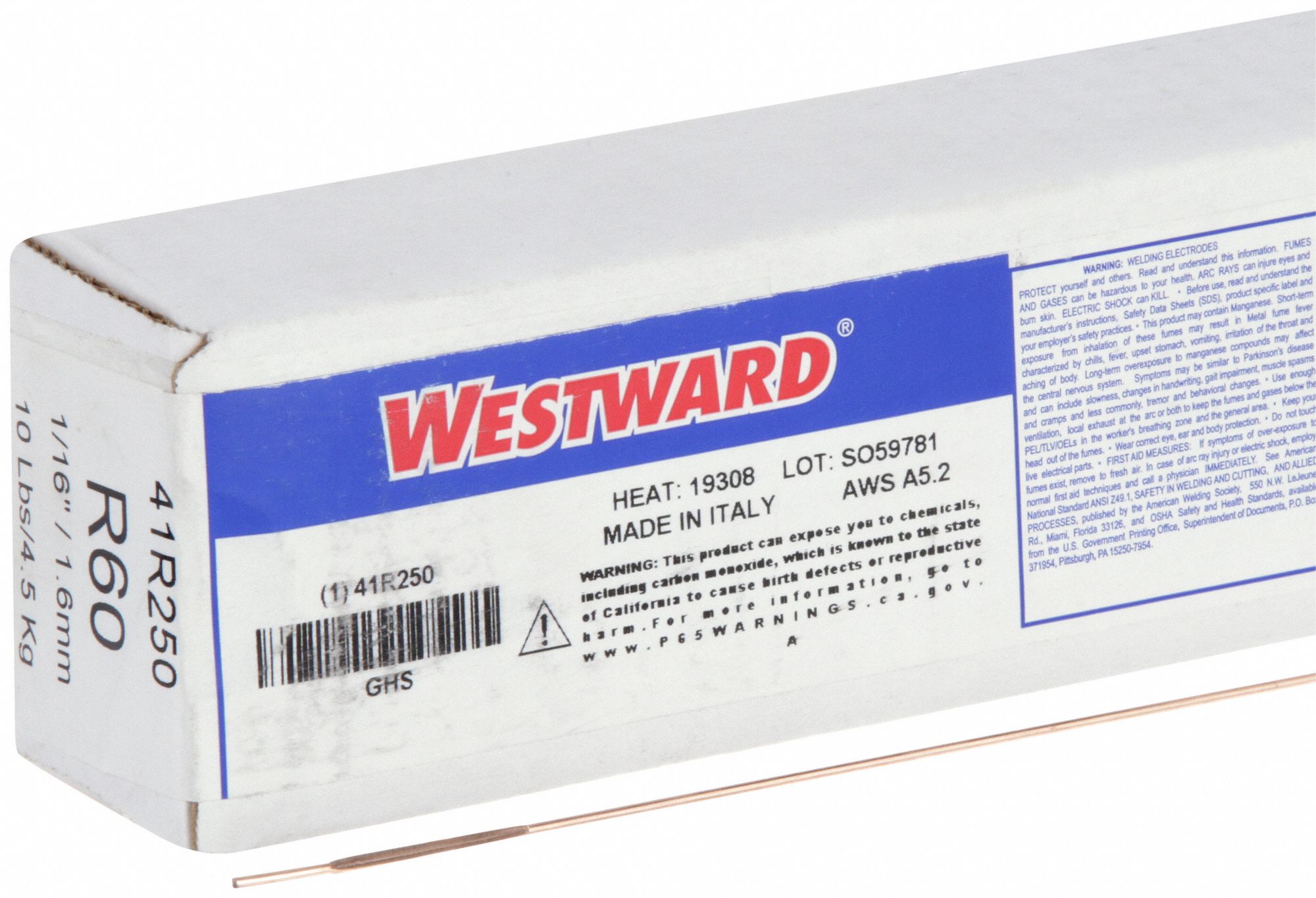 Gas Welding Rod: Carbon Steel, R60, 1/16 in x 36 in, 10 lb